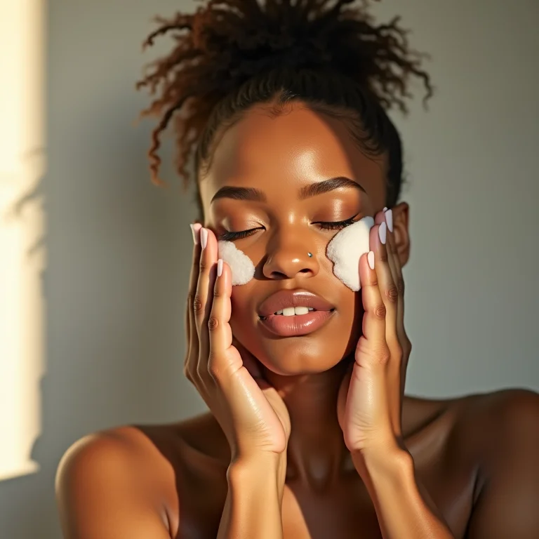 Mulher lavando o rosto com água fria