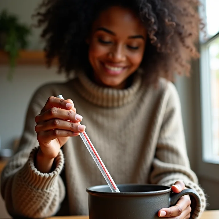 Mulher medindo a temperatura da cera para fazer velas