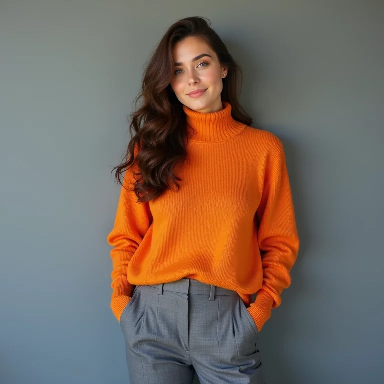 Mulher moderna usando laranja e cinza