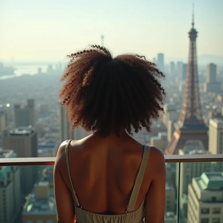 Mulher observando a cidade de uma perspectiva única