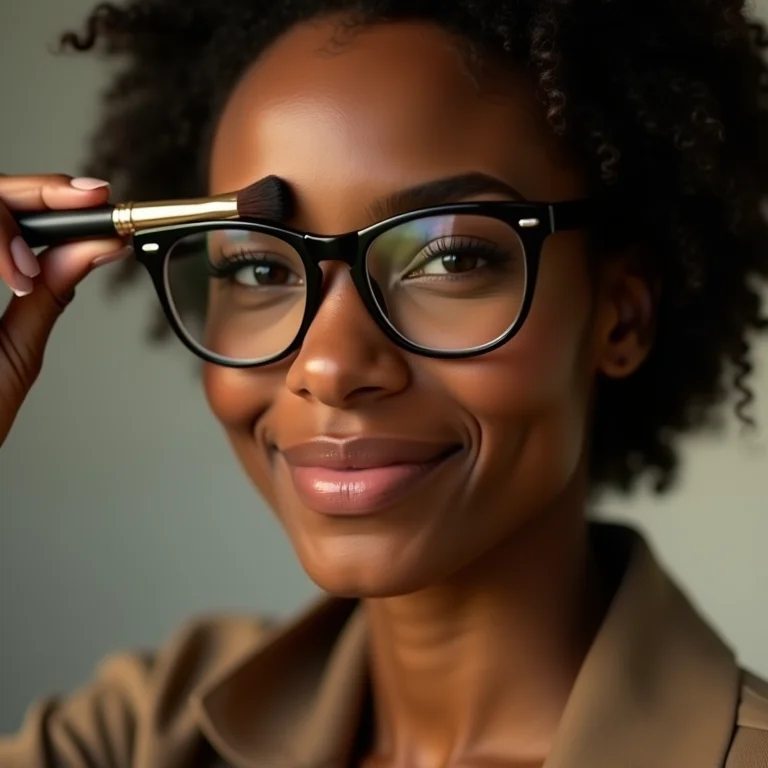 Mulher preenchendo as sobrancelhas com maquiagem