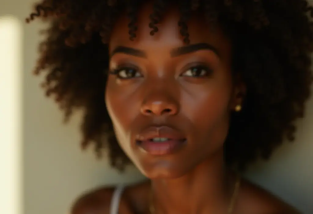 Mulher radiante com maquiagem natural