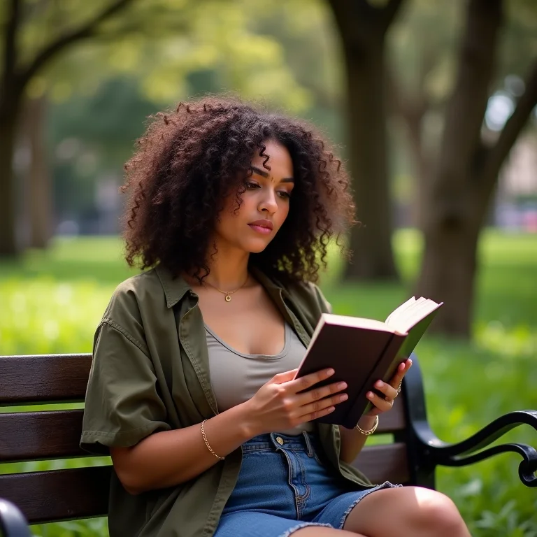Mulher relaxando em um parque em Belo Horizonte