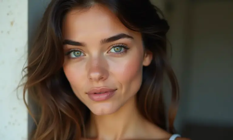 Mulher sorrindo com maquiagem suave, representando o visagismo.