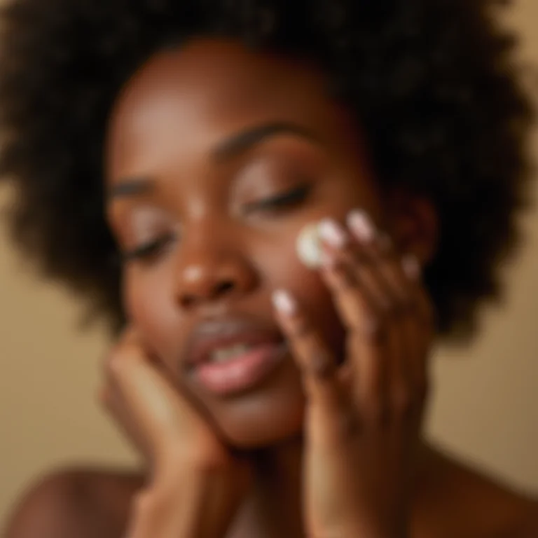 Mulher testando amostra de produto em uma pequena área da pele