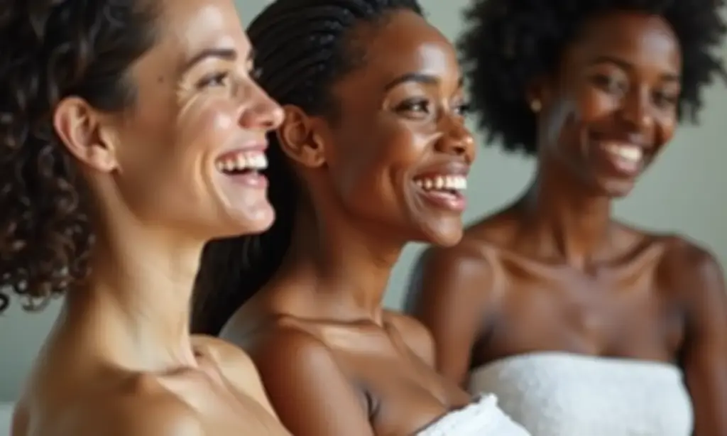 Celulite Tratamentos e Dicas Para Melhorar o Aspecto da Pele Mulheres diversas em um spa, celebrando a beleza natural e a saúde da pele.