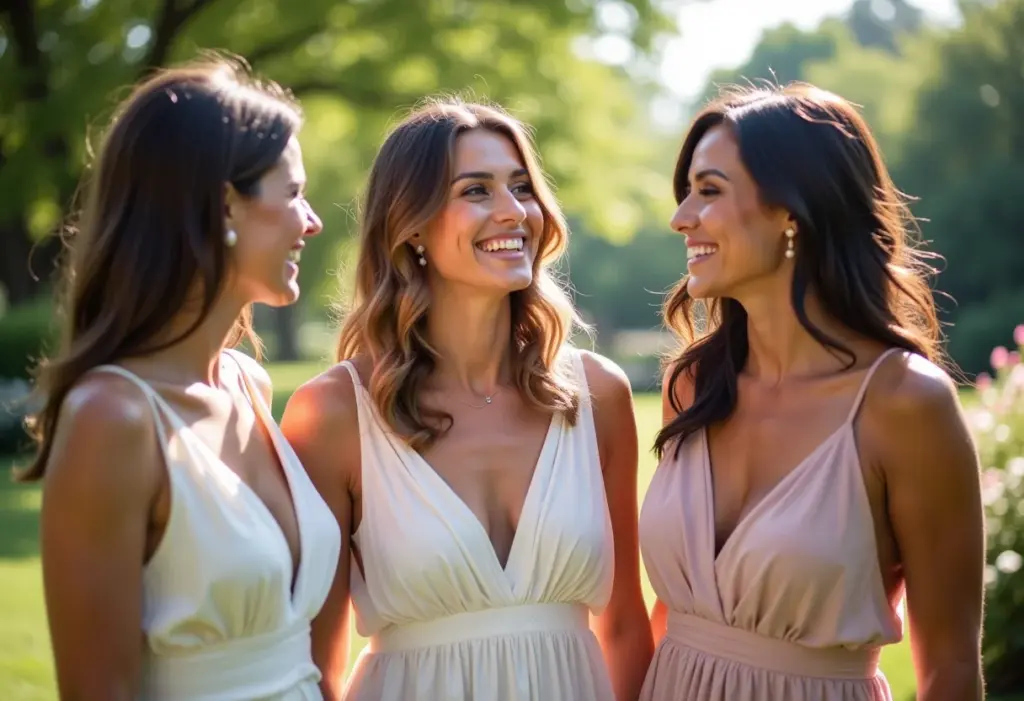 Mulheres estilosas em um batizado