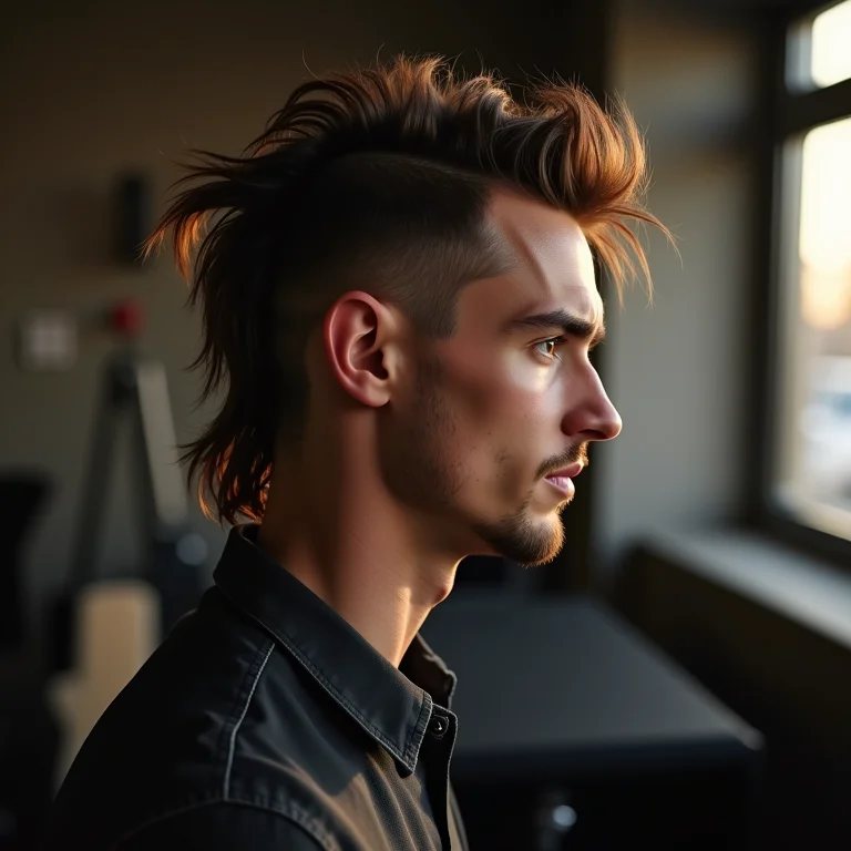 Mullet moderno masculino com toque contemporâneo