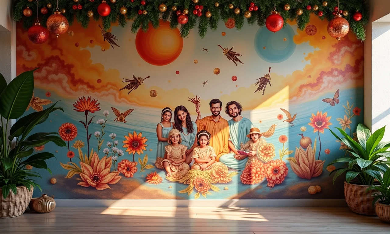 Mural de fotos com lembranças de momentos especiais na festa junina.