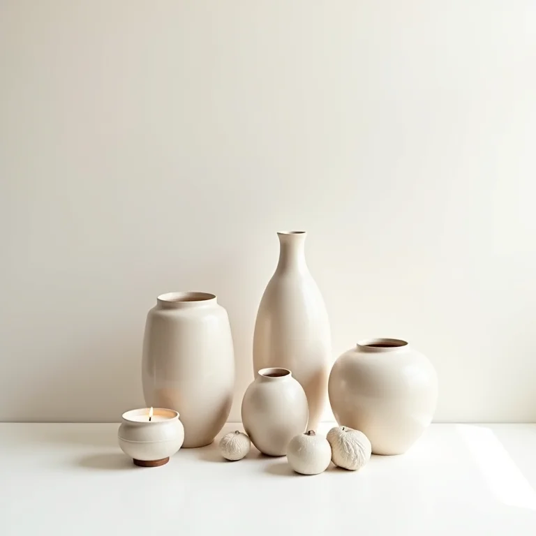 Objetos de decoração clássicos repaginados em composição minimalista.