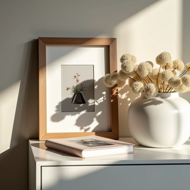 Objetos pessoais e significativos na decoração de um quarto de casal.