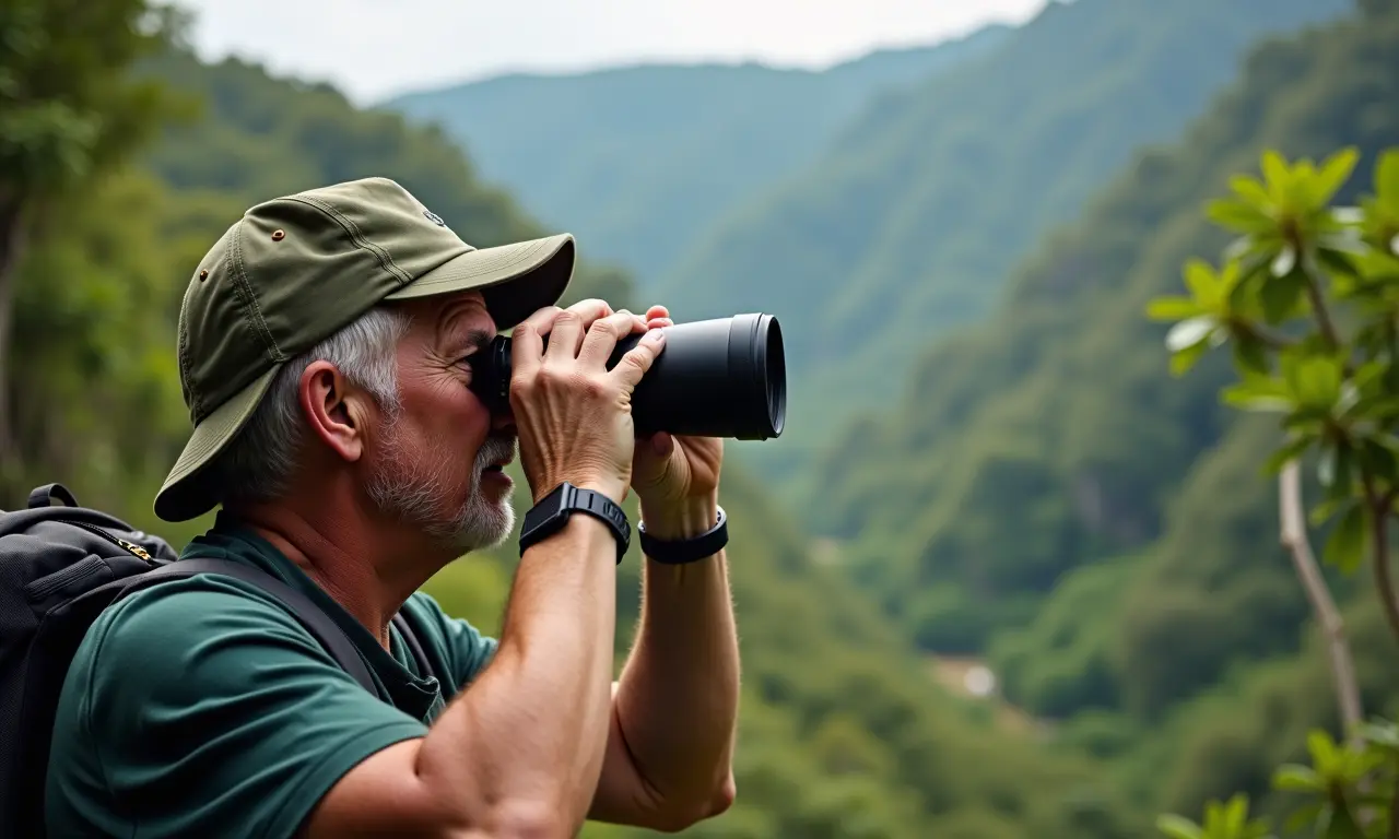 Observador de aves na Chapada Diamantina, um paraíso para ornitólogos.