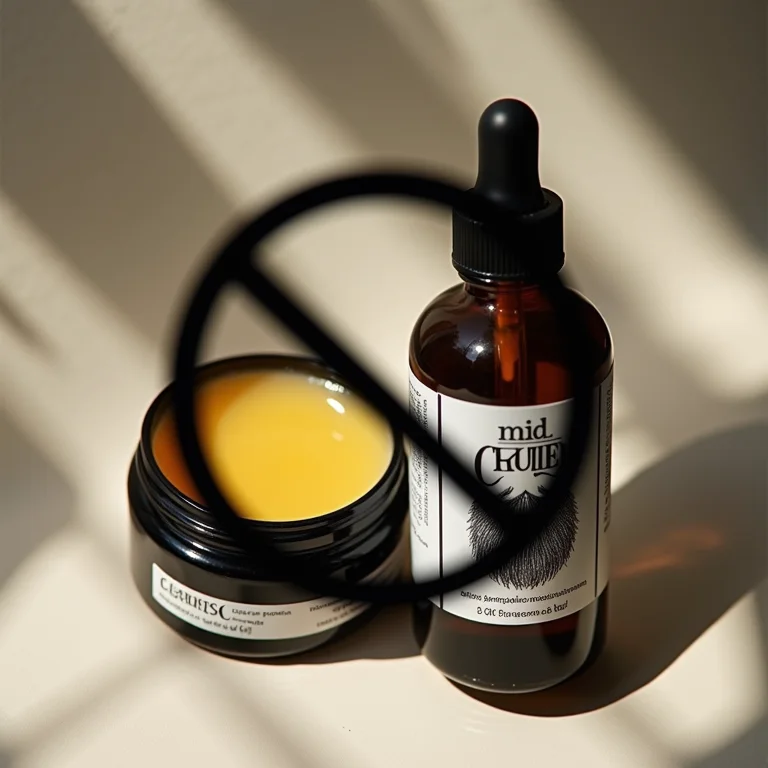 Óleo e balm para barba com símbolo de proibido