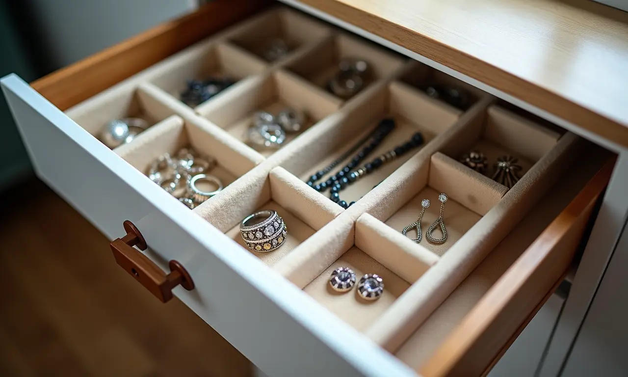 Organizador de gaveta para bijuterias.