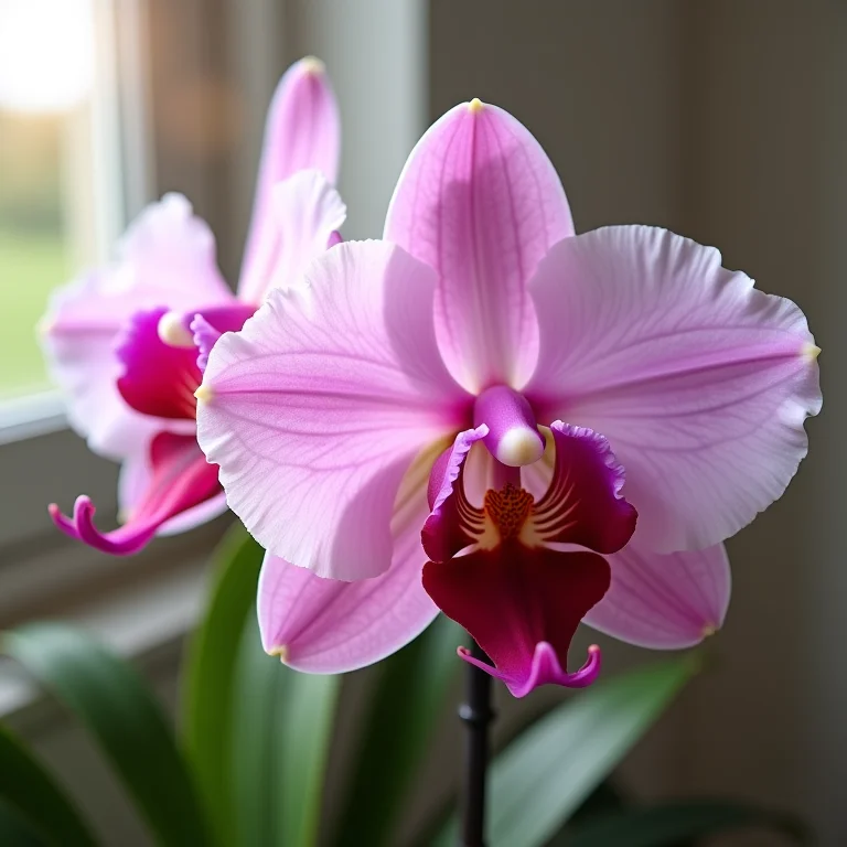 Orquídea Cattleya com flores exuberantes