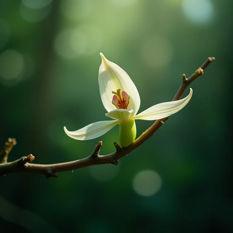 Orquídea-fantasma agarrada a um galho.