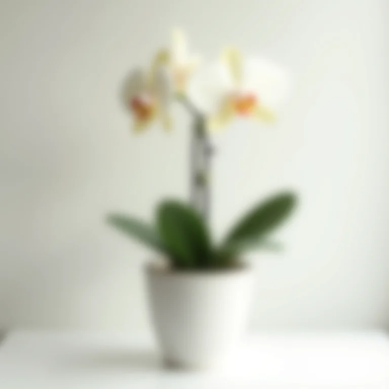 Orquídea Phalaenopsis em vaso branco minimalista