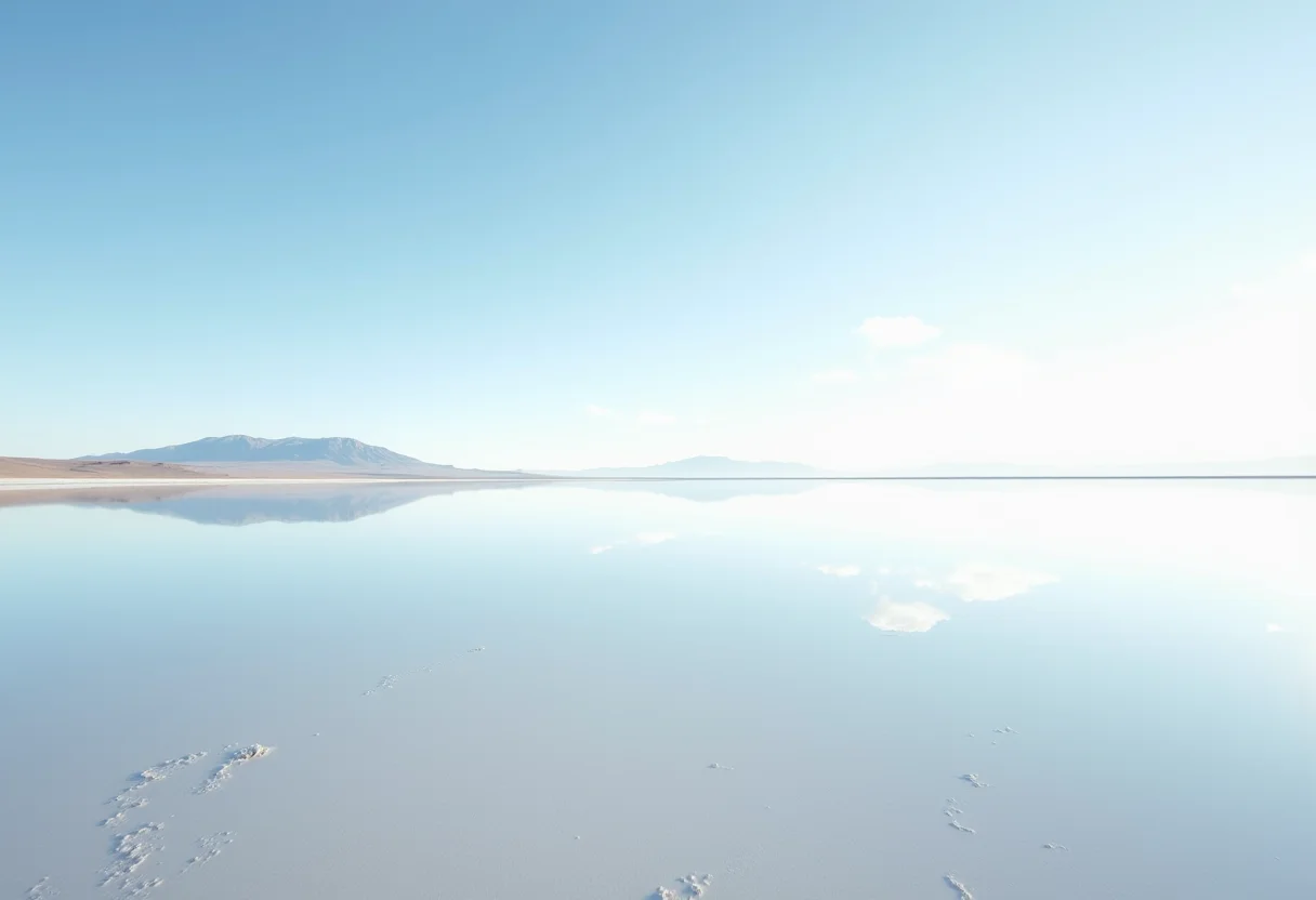 Paisagem deslumbrante do Salar de Uyuni na Bolívia, espelho do céu.