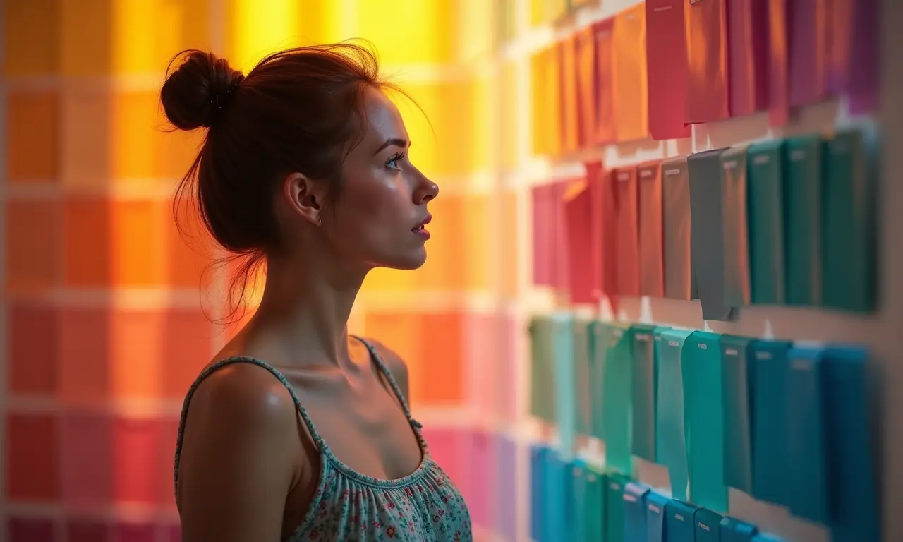 Paleta de cores com tons quentes e frios, influência no visagismo.