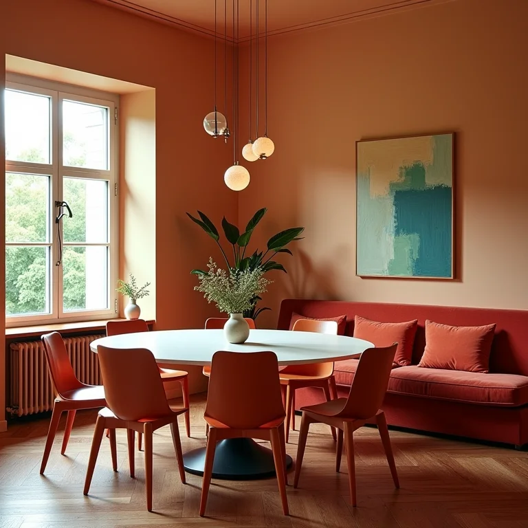 Paleta de cores indefinida em sala de jantar