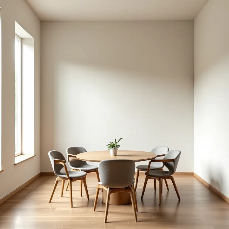 Paredes não aproveitadas em uma sala de jantar pequena