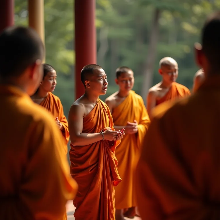 Participantes em cerimônia religiosa no Templo Zu Lai.