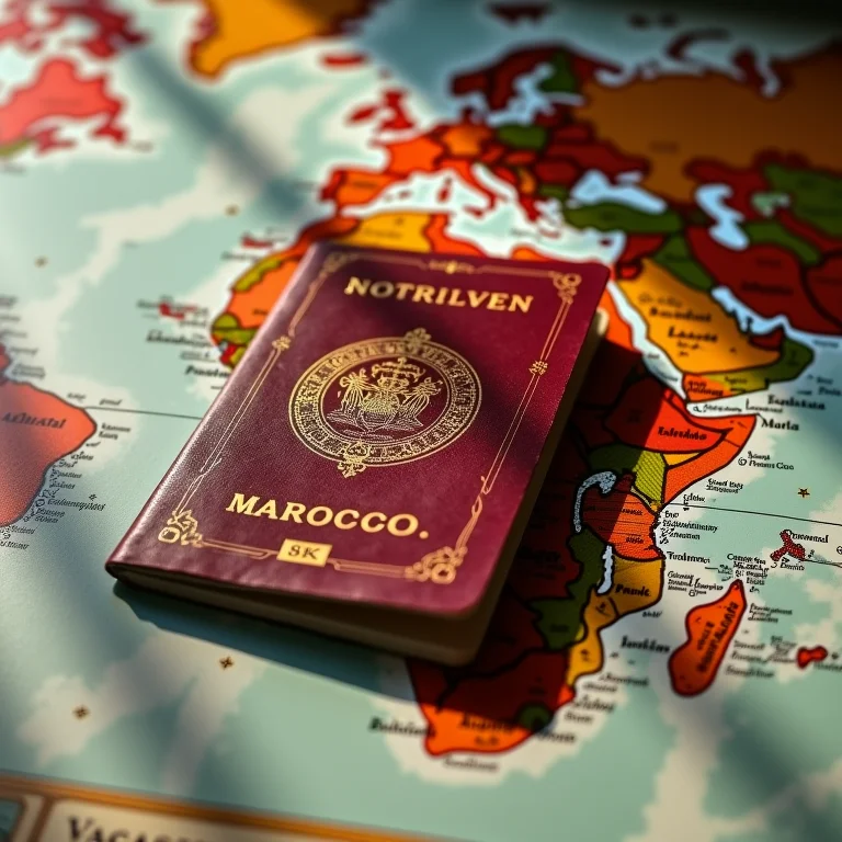 Passaporte marroquino e mapa
