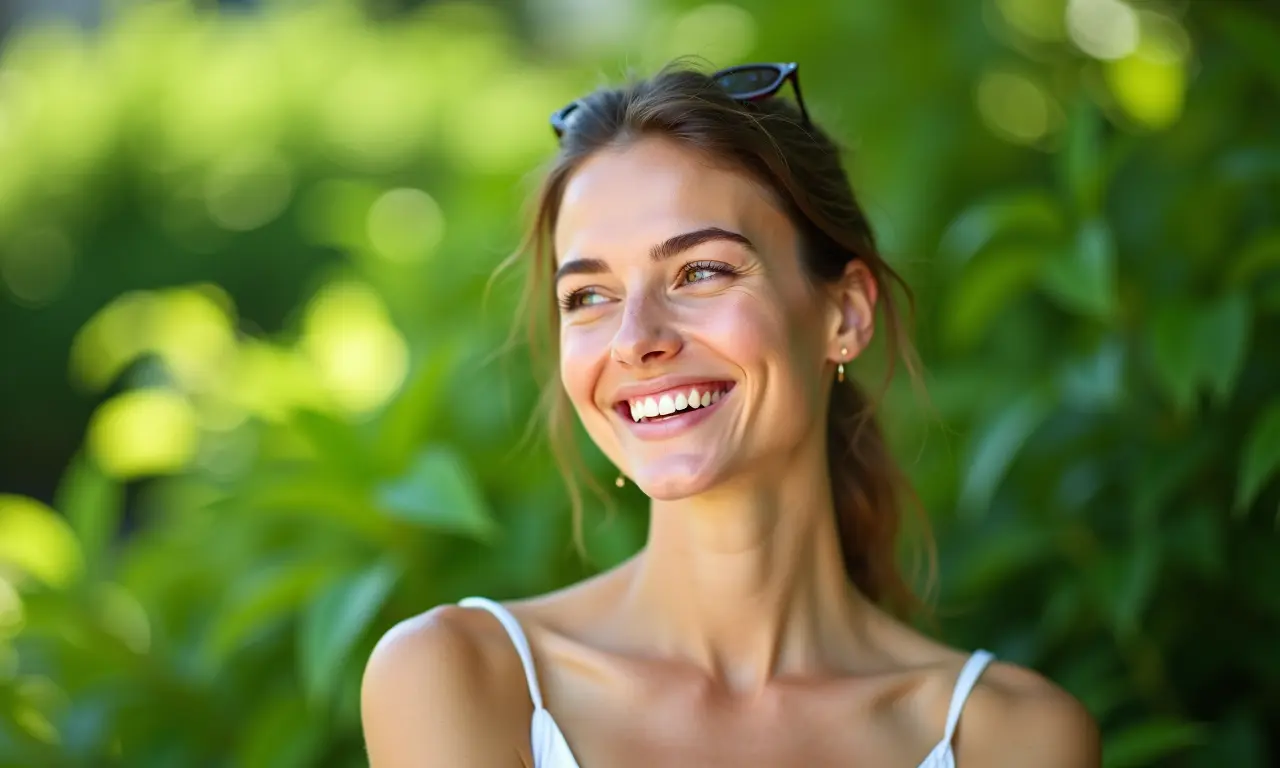 Pele saudável protegida contra radicais livres com probióticos.