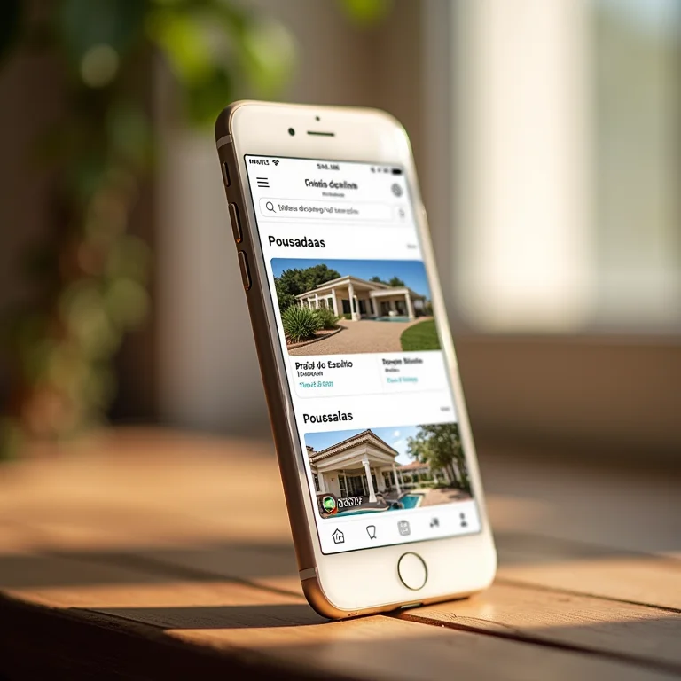 Pesquisa de pousadas em aplicativo de viagem