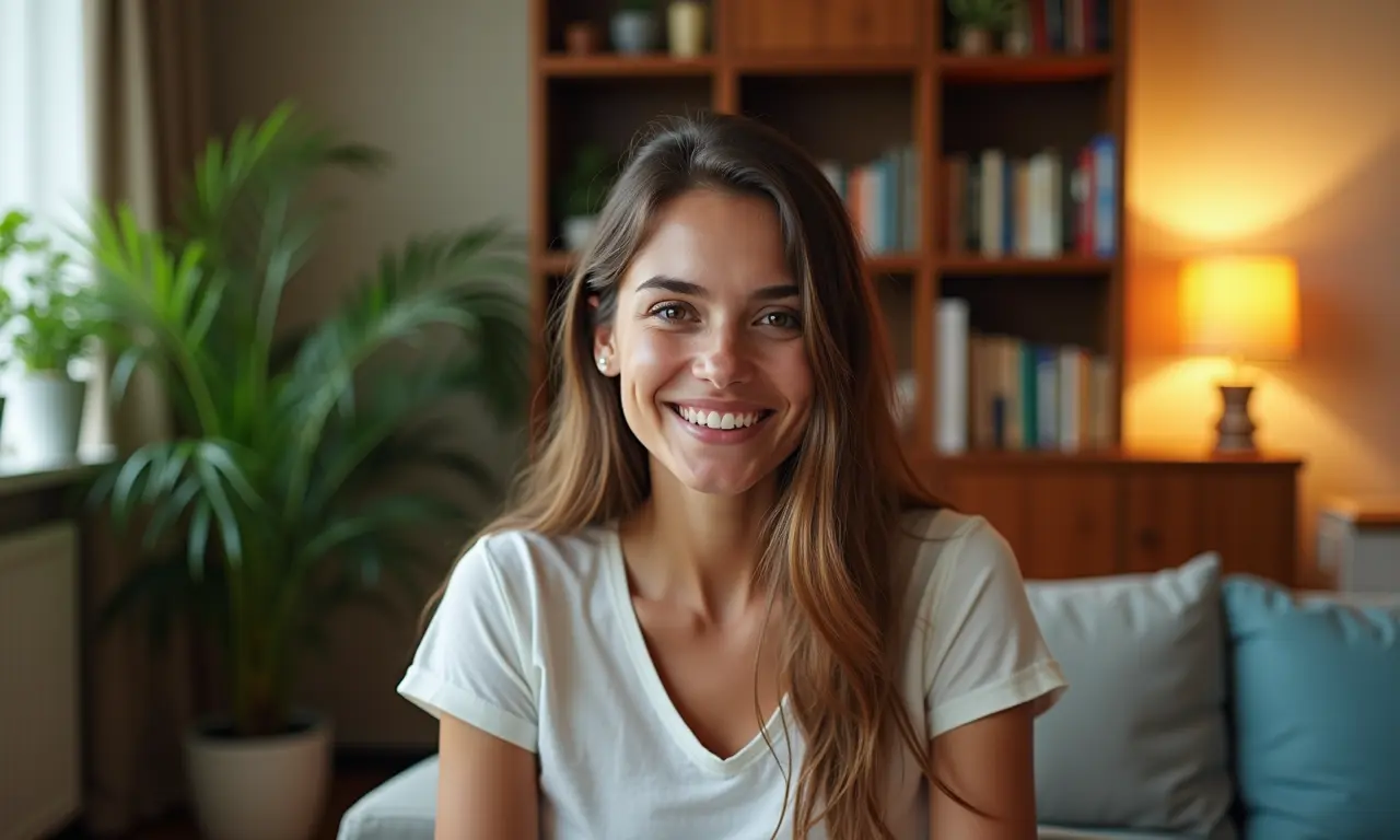 Pessoa fazendo uma chamada de vídeo para a família no Skype.