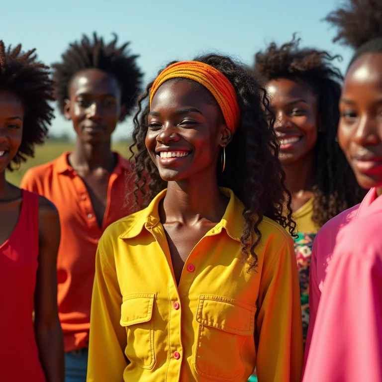 Pessoas diversas misturando e combinando roupas coloridas