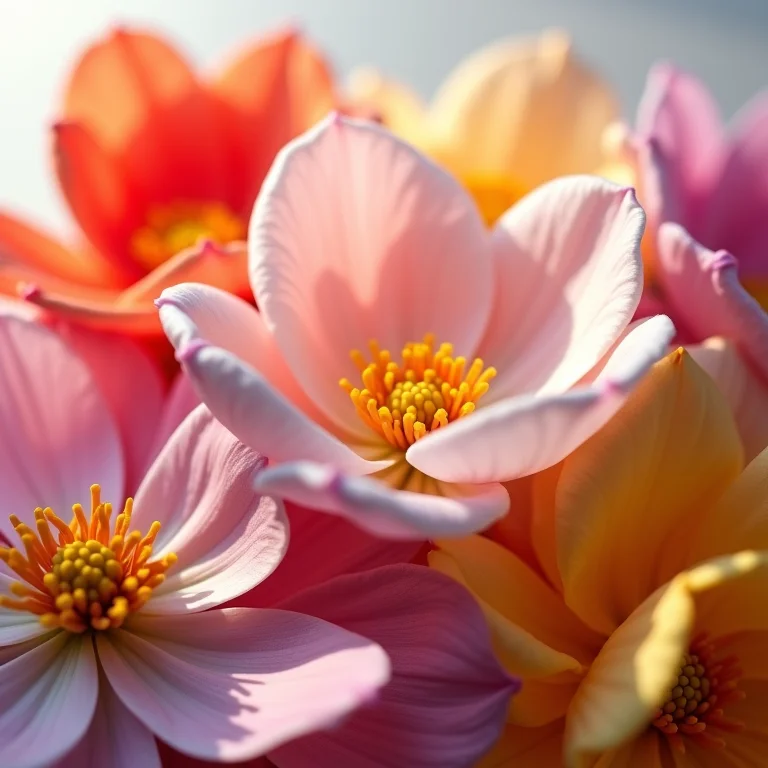 Pétalas de flores raras em close-up.
