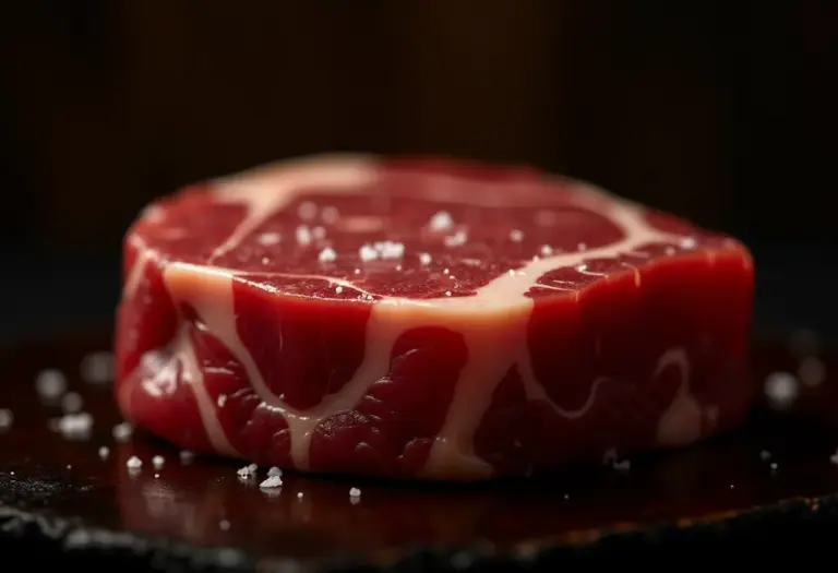 Picanha Argentina crua com sal grosso pronta para ir para a churrasqueira