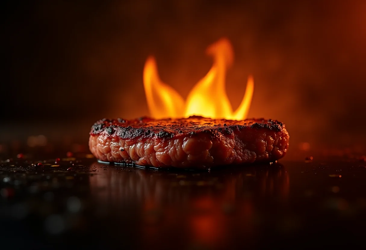 Picanha Argentina sendo grelhada, corte suculento.