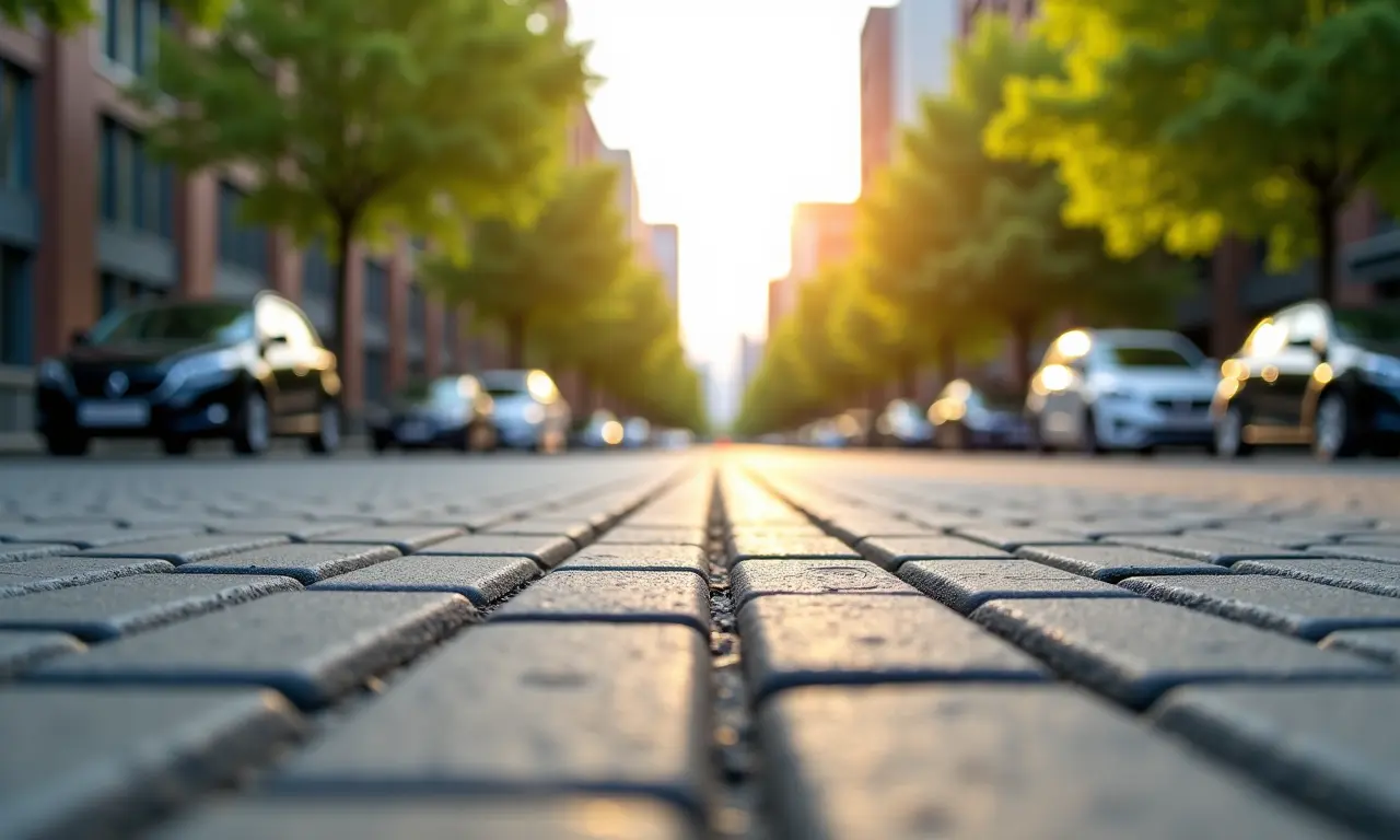 Piso drenante resistente em área de alto tráfego.