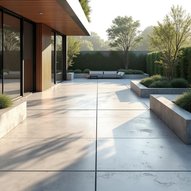 Pisos cimentícios modernos e seguros para áreas externas.