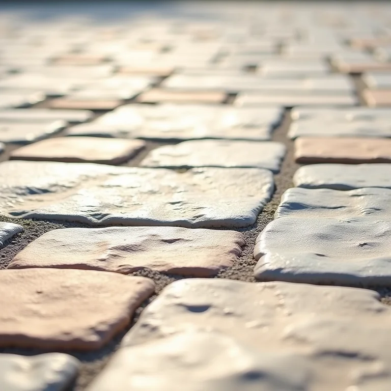 Pisos de pedras naturais com texturas variadas.