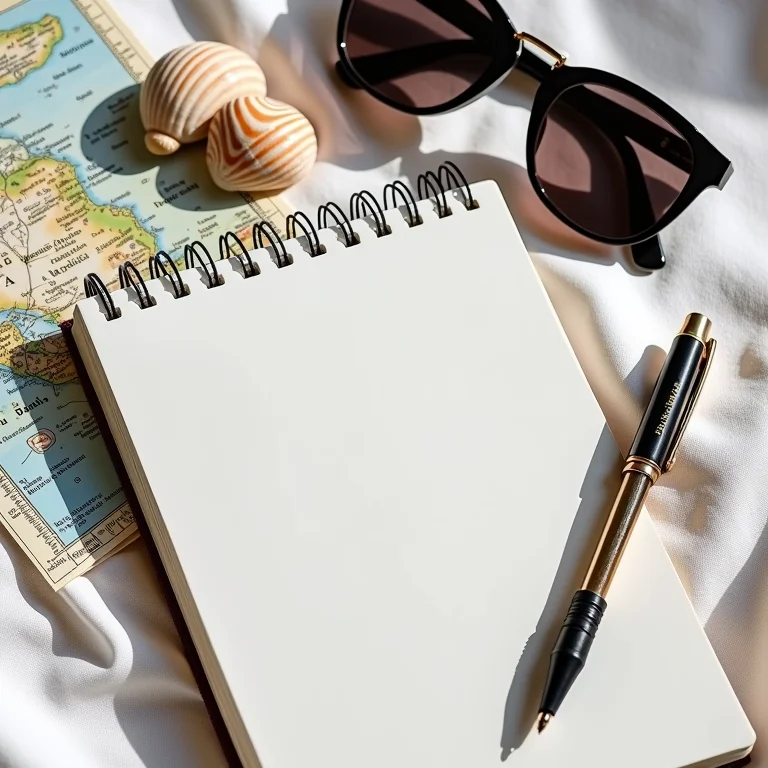 Planejamento de viagem com itens de praia