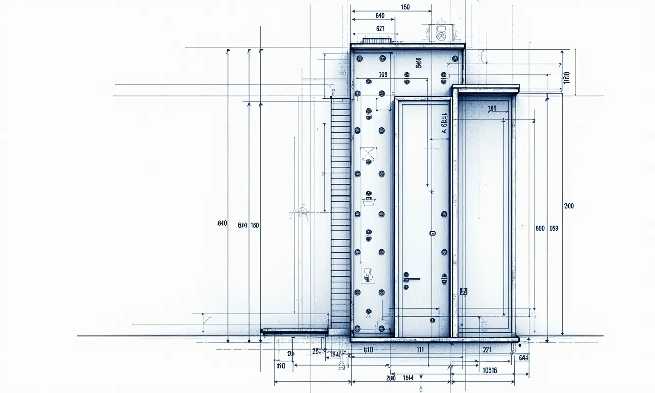 Planta baixa detalhada com dimensões para parede de escalada infantil.