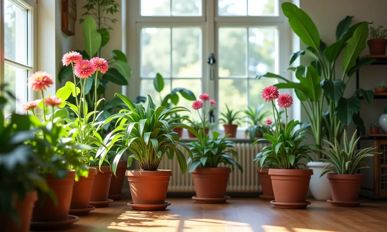 Plantas e flores naturais em sala de estar com estilo Farm Rio.