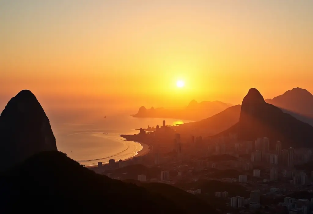 Pôr do sol espetacular no Rio de Janeiro com o Pão de Açúcar