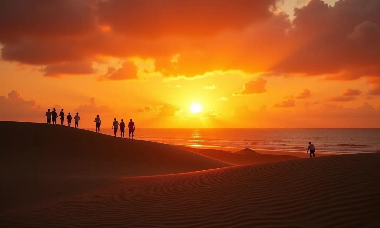Pôr do sol inesquecível nas dunas de Jericoacoara, Ceará.