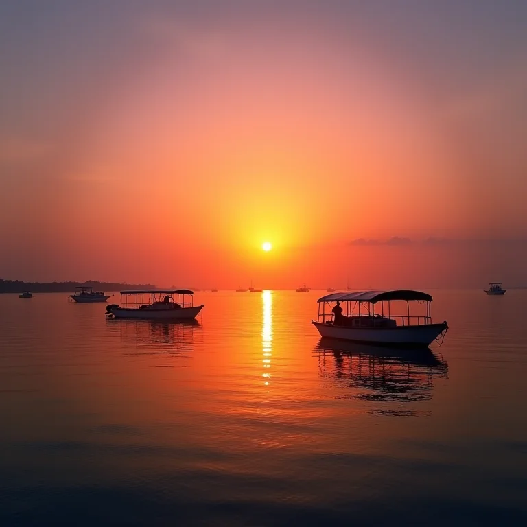 Pôr do sol na Lagoa Mundaú, Maceió.
