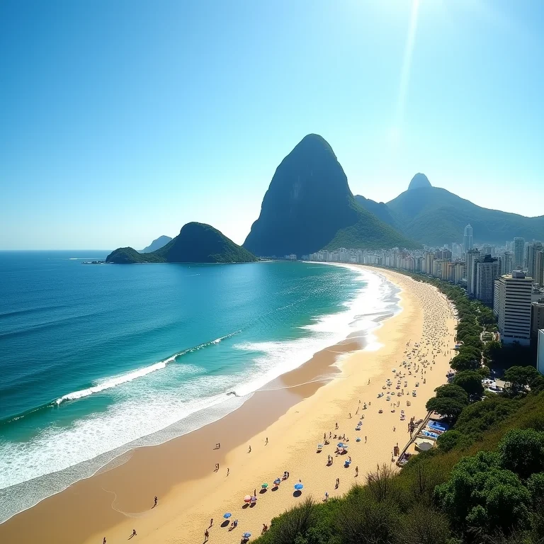 Praia de Copacabana e Pão de Açúcar no Rio de Janeiro