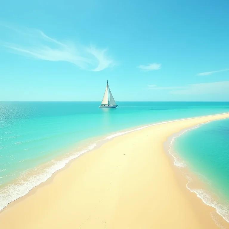 Praia de Ponta Verde em Maceió com um veleiro ao fundo