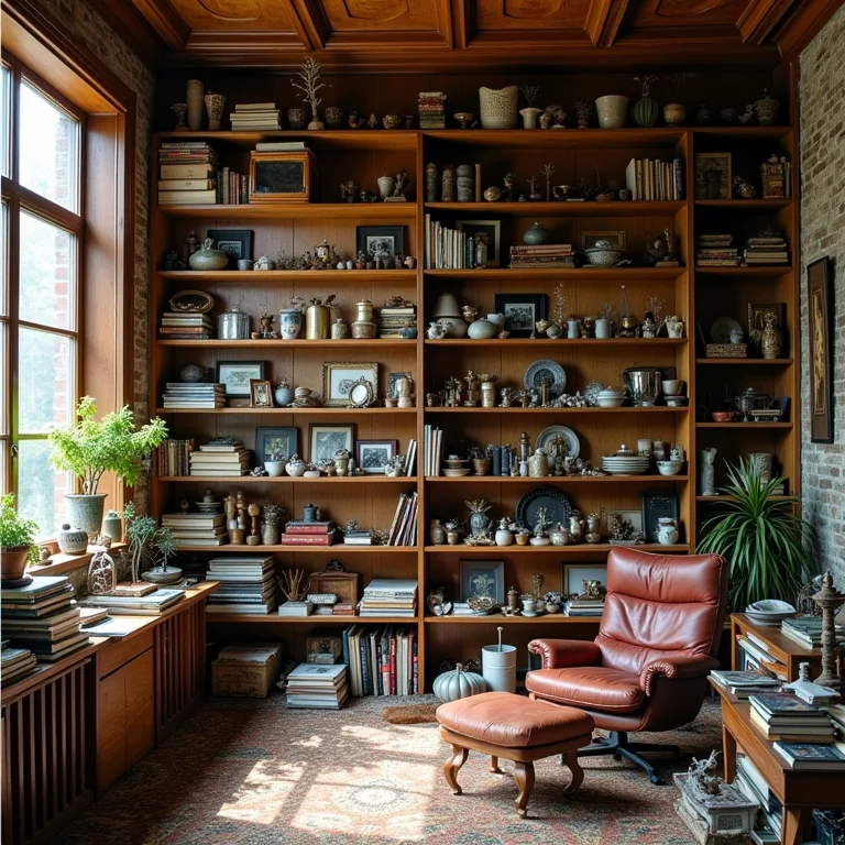 Prateleiras com excesso de decoração.