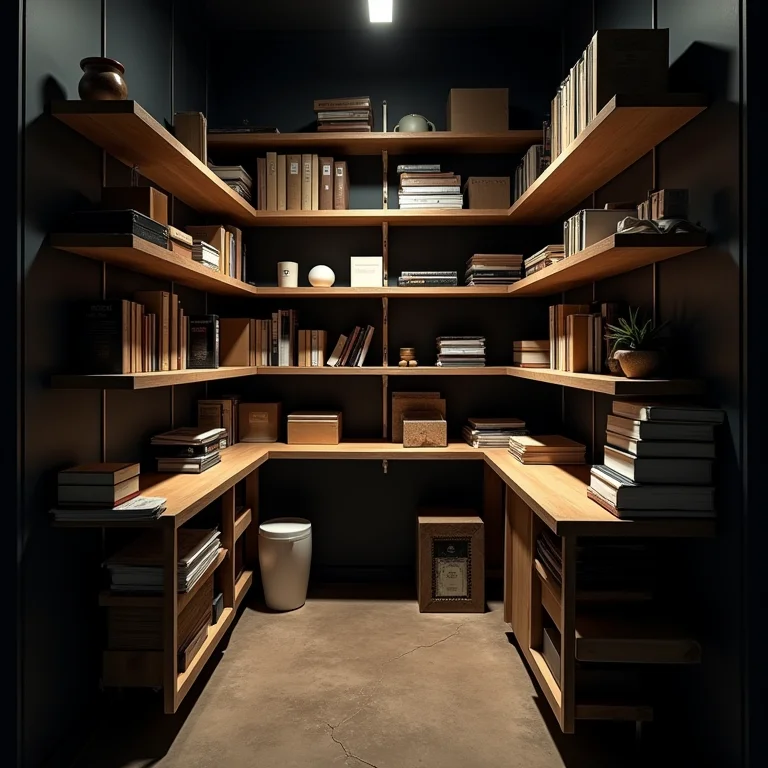 Prateleiras desproporcionais em espaço pequeno