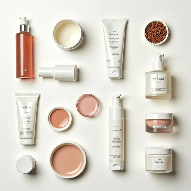 Produtos cosméticos com rótulos hipoalergênicos e veganos.