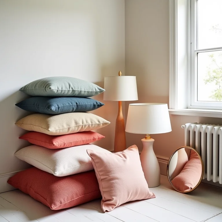 Produtos de decoração em ponta de estoque com etiquetas de desconto.