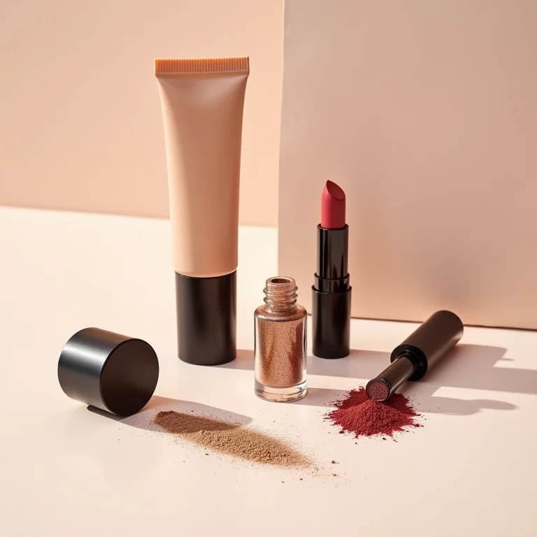 Produtos de maquiagem pesada em close-up